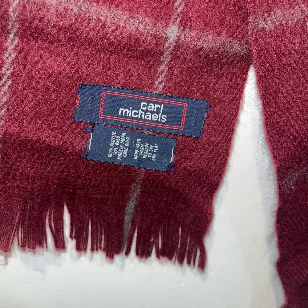 Carl Michaels Deep Red Checkered Men's Scarf